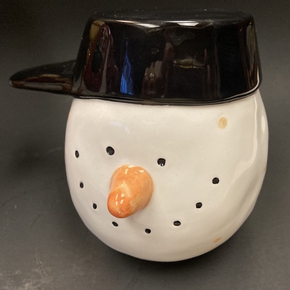 Sakura Debbie Mumm Christmas Cookie Jar Canister Snowman w/Baseball Cap & Broom - Picture 14 of 14